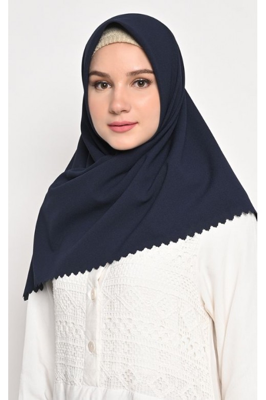 Hijab Segi 4 Diamond lasercut Stupa Navy